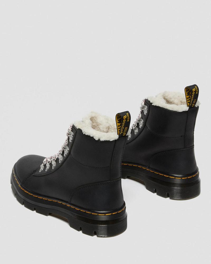 Women's Dr Martens Combs Faux Shearling Lined Ankle Boots Black | AU 47KOR